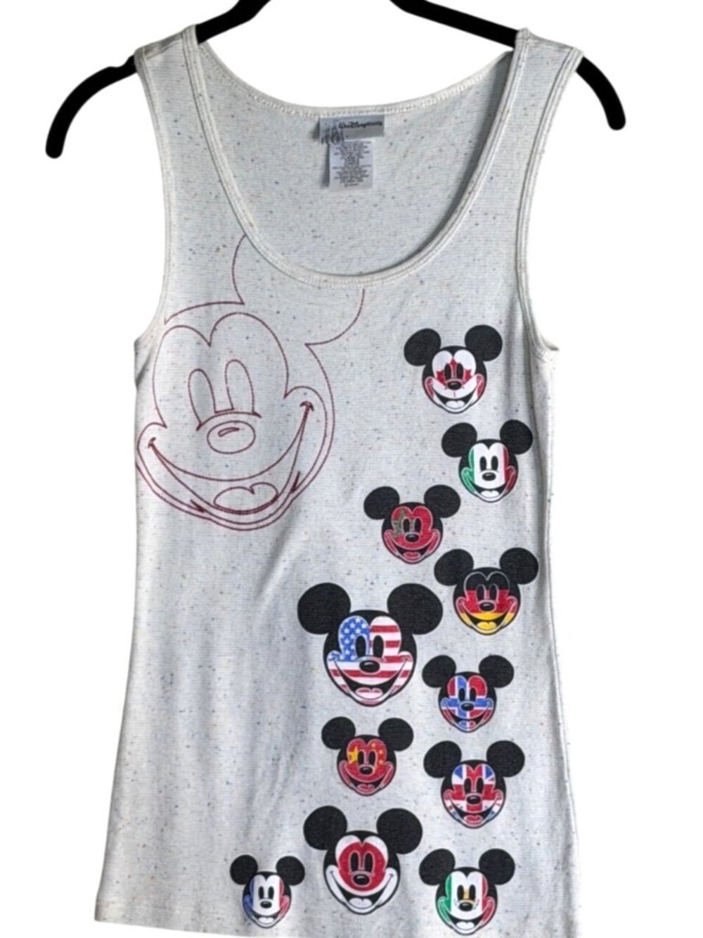 Walt Disney World Epcot One Mouse One World Tank Ivory Multi Stretch Size Small